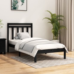 Cadre de lit sans matelas noir 100x200 cm bois massif 