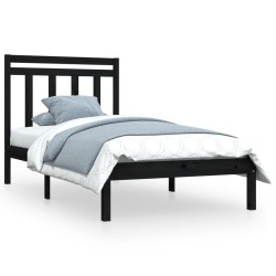 Cadre de lit sans matelas noir 100x200 cm bois massif 
