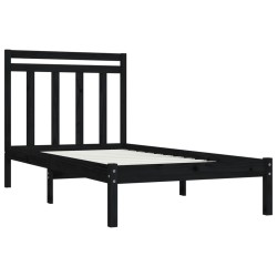Cadre de lit sans matelas noir 100x200 cm bois massif 