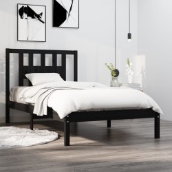Cadre de lit sans matelas noir bois massif 100x200 cm 