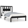 Cadre de lit sans matelas noir bois massif 100x200 cm 
