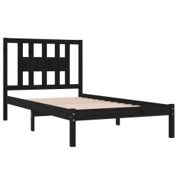 Cadre de lit sans matelas noir bois massif 100x200 cm 