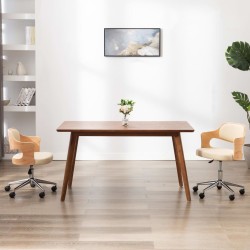 Chaise pivotante à manger Crème Bois courbé et Similicuir 