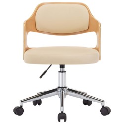 Chaise pivotante à manger Crème Bois courbé et Similicuir 