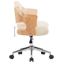 Chaise pivotante à manger Crème Bois courbé et Similicuir 