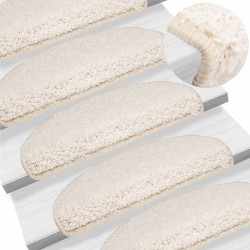 Tapis d'escalier 15 pcs blanc 65x21x4 cm 