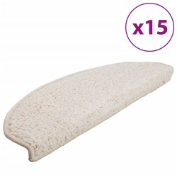 Tapis d'escalier 15 pcs blanc 65x21x4 cm 