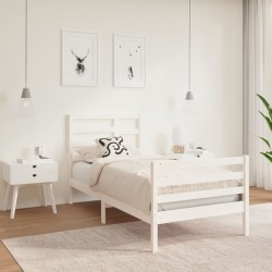 Cadre de lit sans matelas blanc bois massif 75x190 cm 