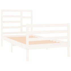 Cadre de lit sans matelas blanc bois massif 75x190 cm 