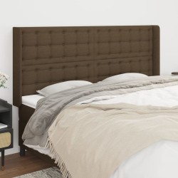 Tête de lit avec oreilles Marron foncé 163x16x118/128 cm Tissu 