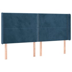 Tête de lit avec oreilles Bleu foncé 203x16x118/128 cm Velours 