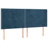 Tête de lit avec oreilles Bleu foncé 203x16x118/128 cm Velours 