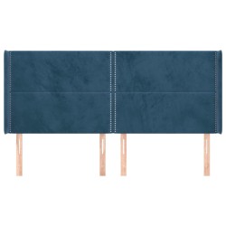 Tête de lit avec oreilles Bleu foncé 203x16x118/128 cm Velours 