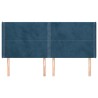 Tête de lit avec oreilles Bleu foncé 203x16x118/128 cm Velours 