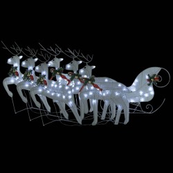 Décoration de Noël Renne et traîneau 140 LED extérieur blanc 