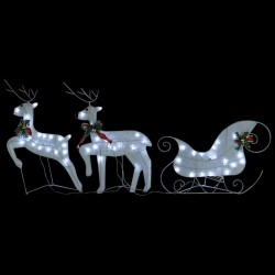Décoration de Noël Renne et traîneau 140 LED extérieur blanc 