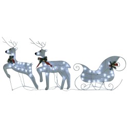 Décoration de Noël Renne et traîneau 140 LED extérieur blanc 