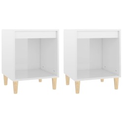 Tables de chevet 2 pcs Blanc brillant 40x35x50 cm 