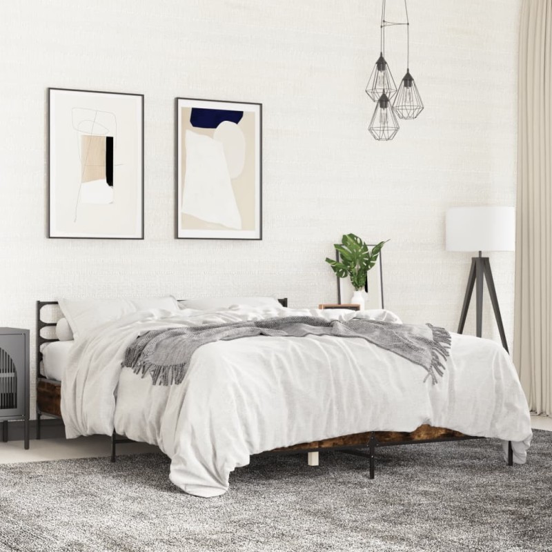 Cadre de lit sans matelas chêne fumé 160x200 cm 