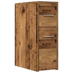 Armoire de salle de bain étroite avec roulettes vieux bois 