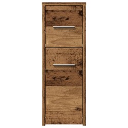 Armoire de salle de bain étroite avec roulettes vieux bois 