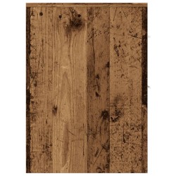 Armoire de salle de bain étroite avec roulettes vieux bois 