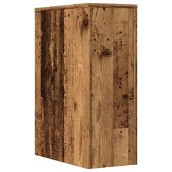 Armoire de salle de bain étroite avec roulettes vieux bois 