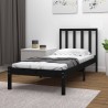 Cadre de lit sans matelas noir 75x190 cm bois de pin massif 
