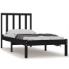 Cadre de lit sans matelas noir 75x190 cm bois de pin massif 