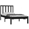 Cadre de lit sans matelas noir 75x190 cm bois de pin massif 
