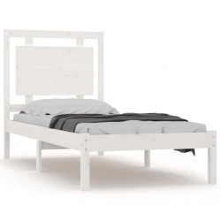 Cadre de lit sans matelas blanc 100x200 cm bois massif 