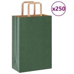 Sacs en papier 250 pcs avec poignées vert 21x11x31 cm 