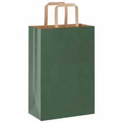 Sacs en papier 250 pcs avec poignées vert 21x11x31 cm 