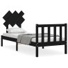 Cadre de lit sans matelas noir bois de pin massif 