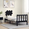 Cadre de lit sans matelas noir bois de pin massif 