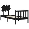 Cadre de lit sans matelas noir bois de pin massif 