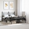 Cadre de lit métal sans matelas avec pied de lit noir 135x190cm 