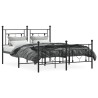 Cadre de lit métal sans matelas avec pied de lit noir 135x190cm 