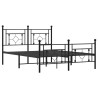 Cadre de lit métal sans matelas avec pied de lit noir 135x190cm 