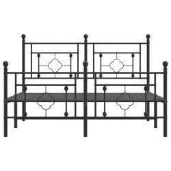 Cadre de lit métal sans matelas avec pied de lit noir 135x190cm 