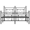 Cadre de lit métal sans matelas avec pied de lit noir 135x190cm 