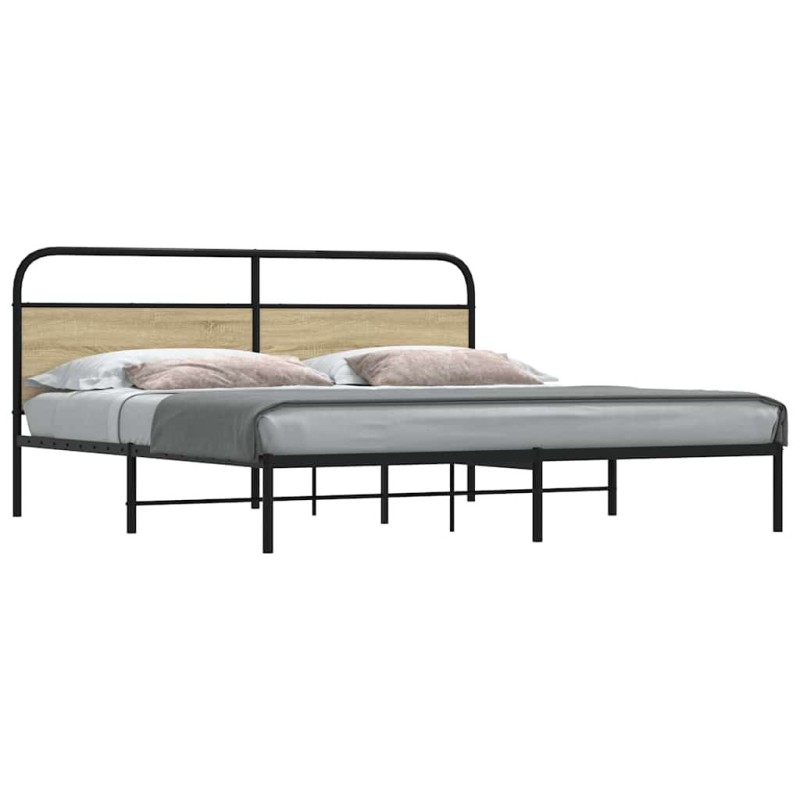 Cadre de lit en métal sans matelas chêne sonoma 193x203 cm 