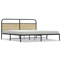 Cadre de lit en métal sans matelas chêne sonoma 193x203 cm 