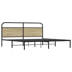 Cadre de lit en métal sans matelas chêne sonoma 193x203 cm 