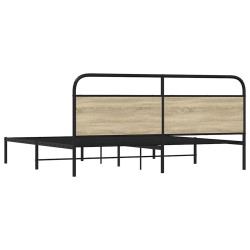 Cadre de lit en métal sans matelas chêne sonoma 193x203 cm 