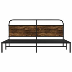 Cadre de lit en métal sans matelas chêne fumé 193x203 cm 