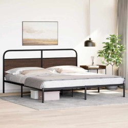 Cadre de lit en métal sans matelas chêne marron 193x203 cm 