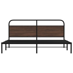 Cadre de lit en métal sans matelas chêne marron 193x203 cm 