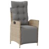 Chaise inclinable de jardin et repose-pied mélange beige rotin 
