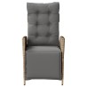 Chaise inclinable de jardin et repose-pied mélange beige rotin 